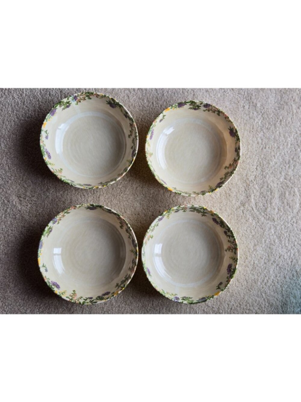 SET OF 4 "THE PRAIRIE" BY RACHEL ASHWELL FLORAL MELAMINE BOWLS YELLOW/CREAM 8in - Picture 2 of 6
